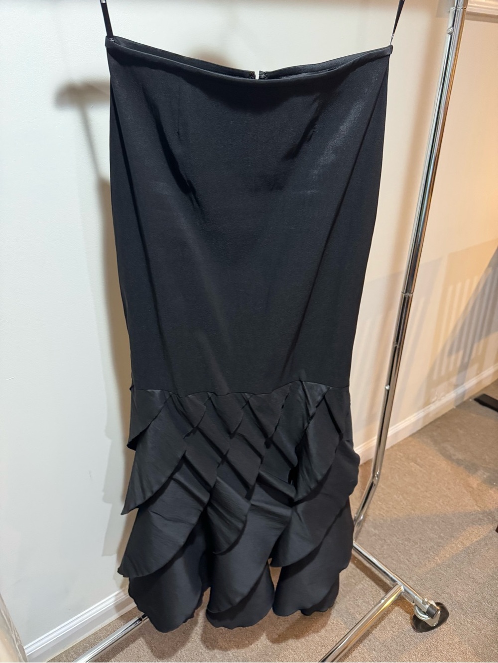 Stunning Formal Black Ruffle Hem Maxi Skirt